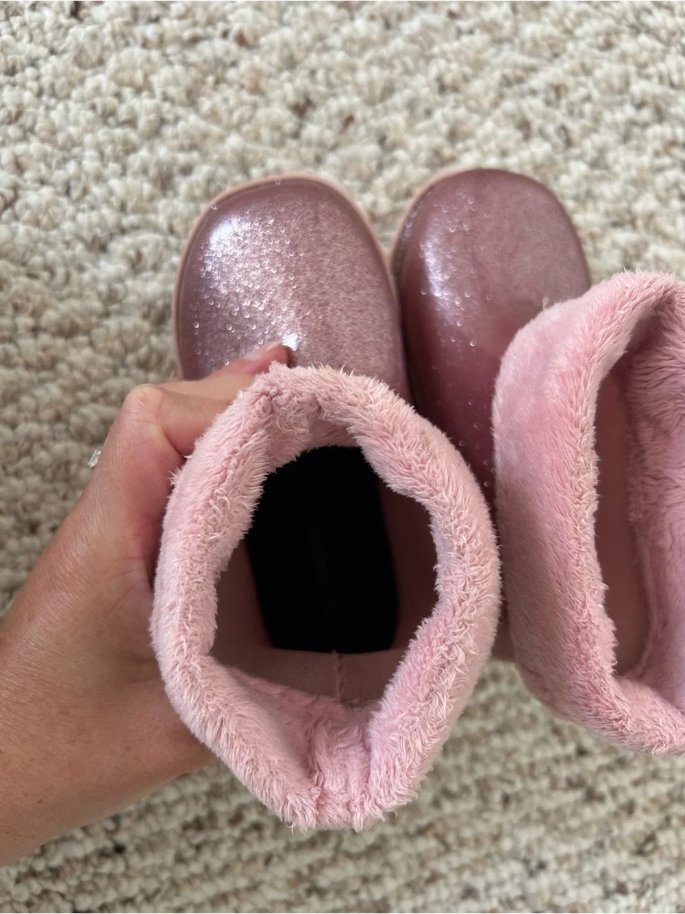 Mini Melissa girls pink glitter boots size 9 Fall Winter Back to School